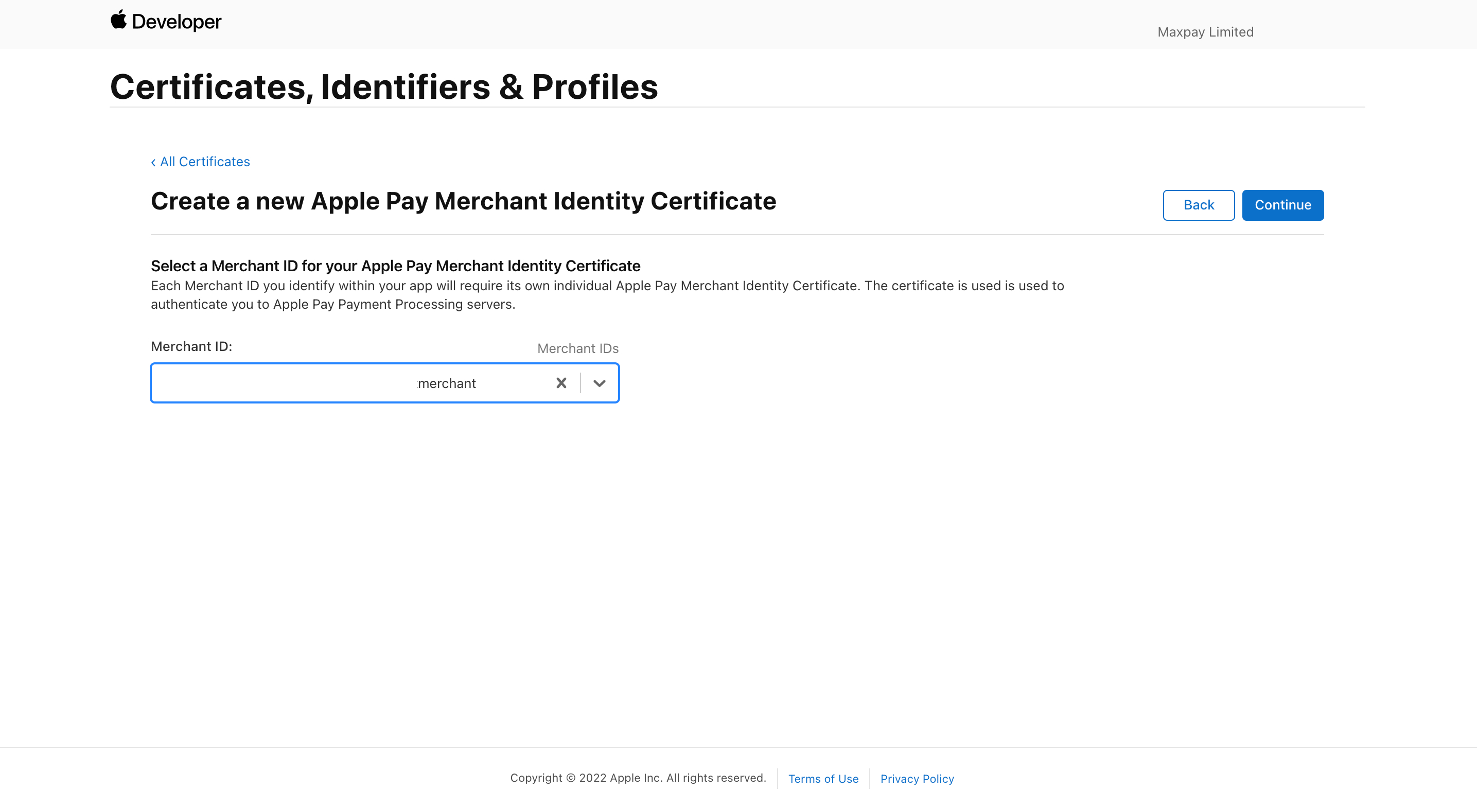 Generating a Merchant Identity Certificate