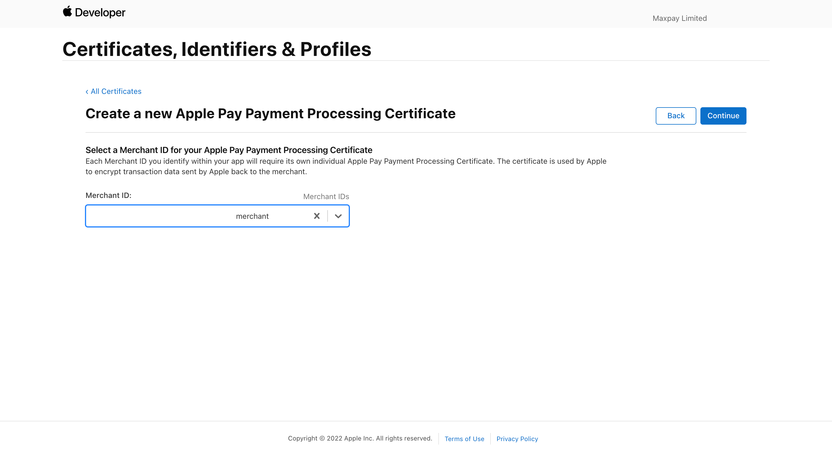 Generating a Payments Processing Certificate
