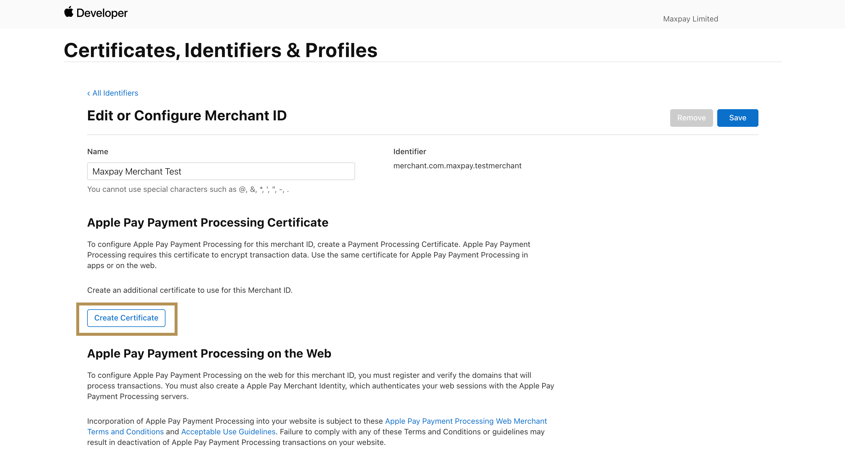 Generating a Payments Processing Certificate